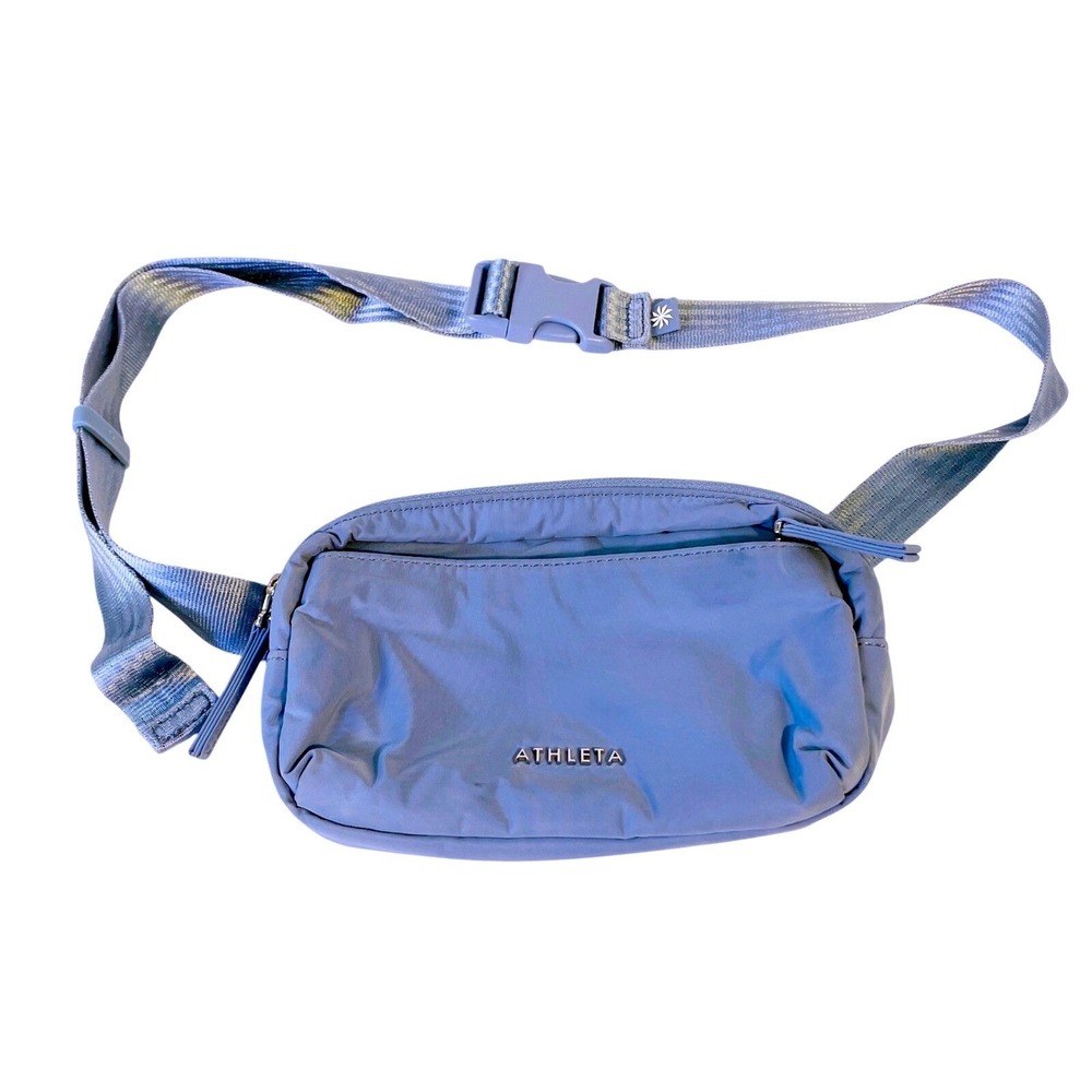 Athleta‎ Excursion Belt Bag Waist Pack 7" Blue Grey Adjustable Travel Fanny Pack